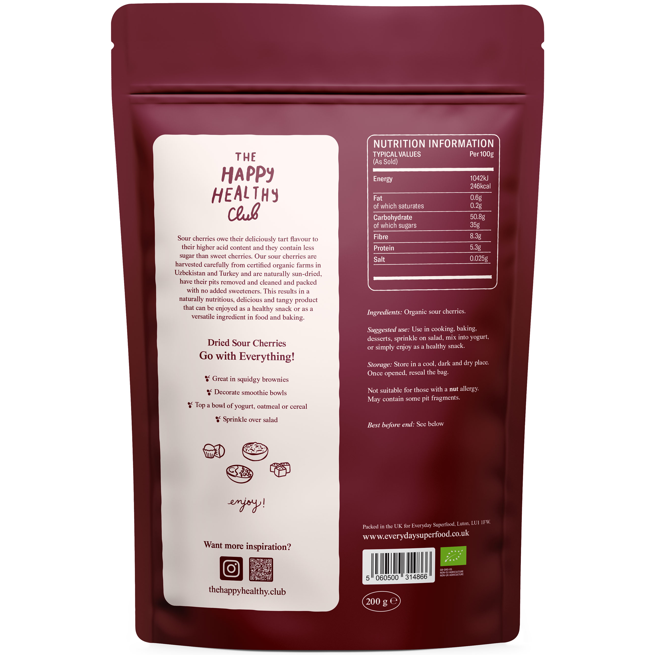 Organic Dried Sour Cherries
